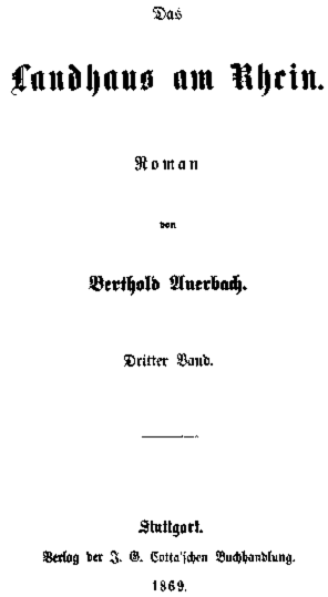 Berthold Auerbach: Das Landhaus am Rhein, Band 3