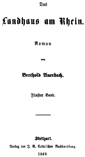 Berthold Auerbach: Das Landhaus am Rhein, Band 5