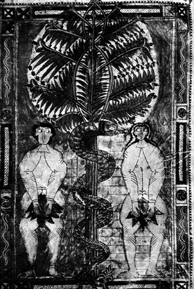 Adam und Eva. Aus einer Handschrift im Escorial. XI. Jahrhundert