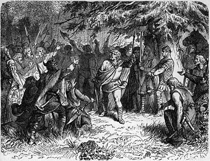 Herzog Wittekind von Engern ruft seine Mannen zum Kampfe.