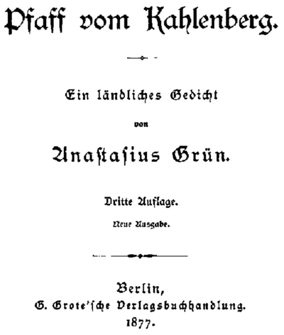 Anastasius Grün: Pfaff vom Kahlenberg