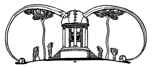 Abb. 01, Musenentempel mit Narrenkappe