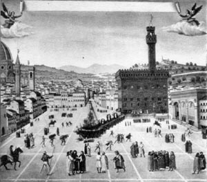 Die Verbrennung Savonarolas, Gemälde a. d. Anf. d. 16. Jahrh.