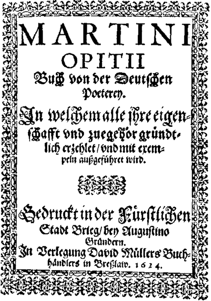 Martin Opitz Buch Von Der Deutschen Poeterey