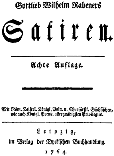 Gottlieb Wilhelm Rabeners Satiren