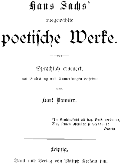 Hans Sachs' ausgewählte poetische Werke