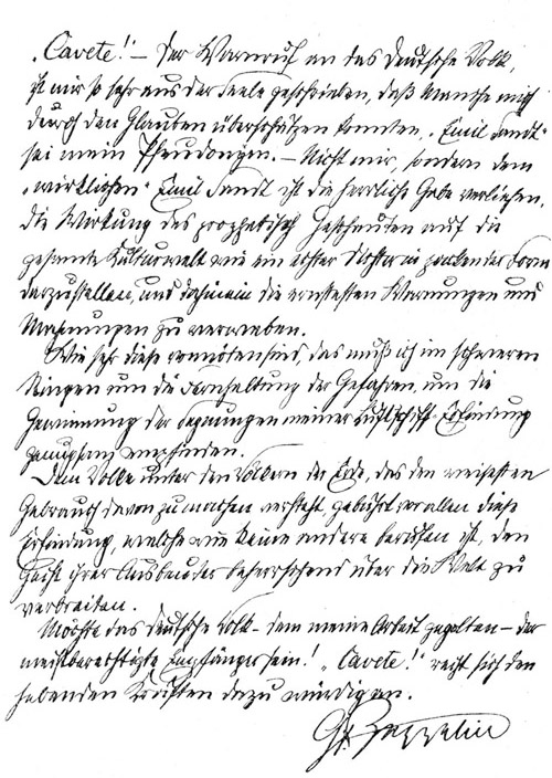 Des Grafen Zeppelin Geleitwort für »Cavete!«
