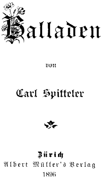 Balladen von Carl Spitteler